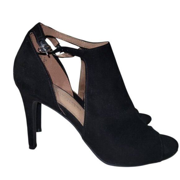 Christian Siriano Suede Peep Toe Heels Size 9 - Picture 1 of 9